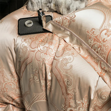 Chic Beige 1000TC Egyptian Cotton European Bedding Set with Gold Decorative Pattern